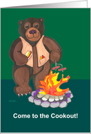 campfire Bear Cookout invitation card
