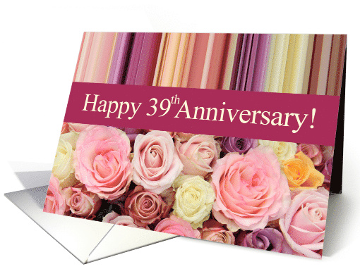 39th Wedding Anniversary Pastel Roses and Stripes card (1084746)