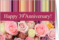39th Wedding Anniversary Pastel Roses and Stripes card
