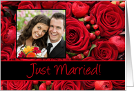 Just Married - Custom Front - Red roses card