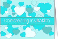 Boy Christening Invitation Blue Dots and hearts card
