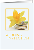 Wedding Invitation Yellow Daffodil and Wedding Bands card