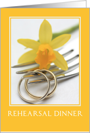yellow daffodil wedding rehearsal dinner card