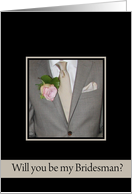 Will you be my bridesman request - grey suit card