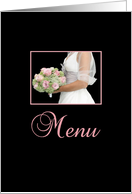 Wedding Dinner Menu Bride and Bouquet card