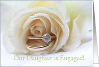 engagement of daughter announcement - white rose and ring card