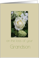 grandson White rose Sympathy card