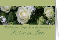sister in law White rose Sympathy card