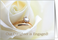 Our daughter is engaged announcement - Bridal set in white rose card