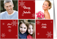 Italian Christmas Photo Card in red and white with snowflakes card