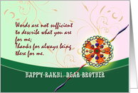 Rakhi Card for Brother on green with a rakhi design card