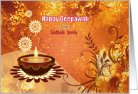 Custom Diwali Greetings - brown decorative lamp on golden deign card