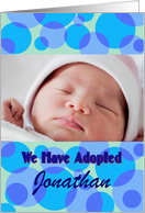 Boy adoption announcement custom card in blue card