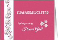 Pink and white Granddaughter Will you be my flower girl card