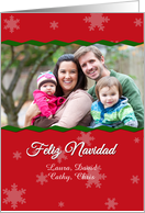 Spanish Christmas card with custom photo and snowflakes card