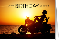 Motorcycle Themed Birthday a Sunset Ride card