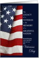 Veterans Day Gratitude American Flag Sentimental card