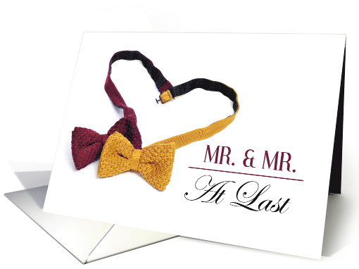 Mr. & Mr. Elegant Gay Wedding Invitation. Heart Shaped Bow Ties card
