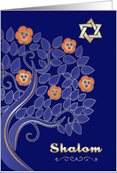 Shalom at Pesach. Star of David & Blossom Tree card