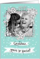 Mother’s Day Custom Photo Card for Grandma. Floral Frame card