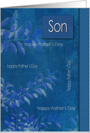 For Son on Father’s Day Elegant Blue Leaves Pattern card