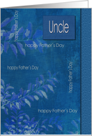 For Uncle on Father’s Day Elegant Blue Leaf Pattern card