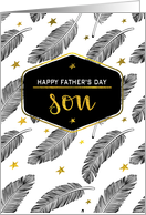 For Son on Father’s Day Feather Pattern card