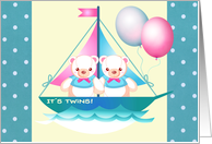 Twin Boys Adoption Announcement. Teddy Bears card