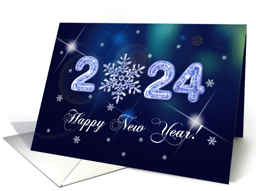 Happy New Year 2024 Ice Numbers and Snowflake card (964431)
