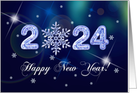Happy New Year 2024 Ice Numbers and Snowflake card
