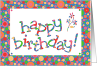 Custom Name Birthday Greeting with Bright Bubbly Pattern card