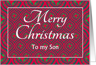 For Son at Christmas Festive Stars and Baubles Pattern card