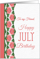 For Friend’s July Birthday with Water Lily Border card