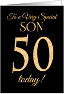 Chic 50th Birthday for Special Son, Gold Effect on Black card
