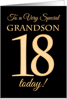 For Grandson 18th Birthday Gold on Black card