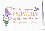 Sympathy for Loss of Daughter in Law with Violets and Word Art card