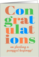 Congratulations on Starting Business with Brightly Coloured Lettering card