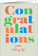Congratulations From All of Us with Brightly Colorful Lettering card