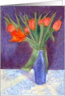Birthday Scarlet Tulips Fine Art Oil Pastel Painting card