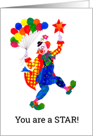 Congratulations with Jolly Clown Dancing with Balloons card