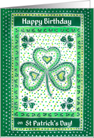 St Patrick’s Day Birthday Greetings with Shamrock Pattern card