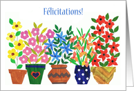 Congratulations in French with Flowers Blank Inside card