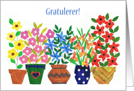 Congratulations in Norwegian with Flowers Blank Inside card