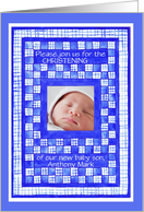 New Baby Boy Christening Invitation Photo Card