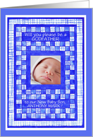 New Baby Boy Godfather Invitation Photo Card