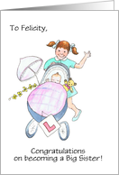 Custom Front New Baby Congratulations with Girl and Baby in Stroller card