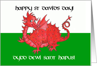 St David’s Day Bilingual Greeting with Cute Red Dragon card