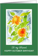 For Friend’s October Birthday Bright Orange Marigolds card