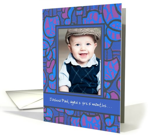 Adoption Announcement Photo Card, Blue and Magenta card (955739)