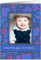 Adoption Announcement Photo Card, Blue and Magenta card